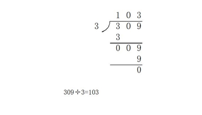 309÷3的豎式怎么寫 309÷3的豎式要怎么寫