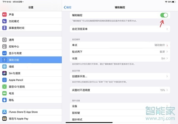 ipad2020小圆点怎么设置