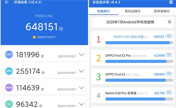 小米10至尊纪念版安兔兔跑分