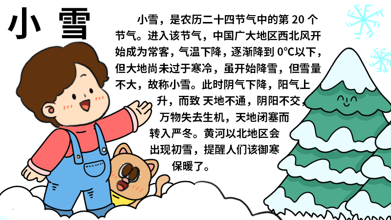 小雪节气手抄报的画法步骤 小雪节气手抄报怎么画