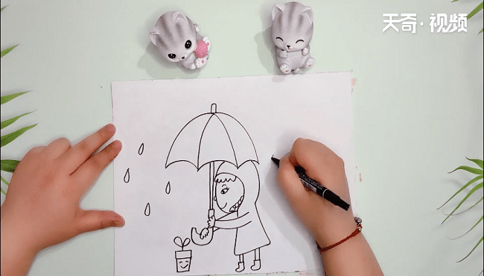 下雨的画简笔画 下雨的画画报