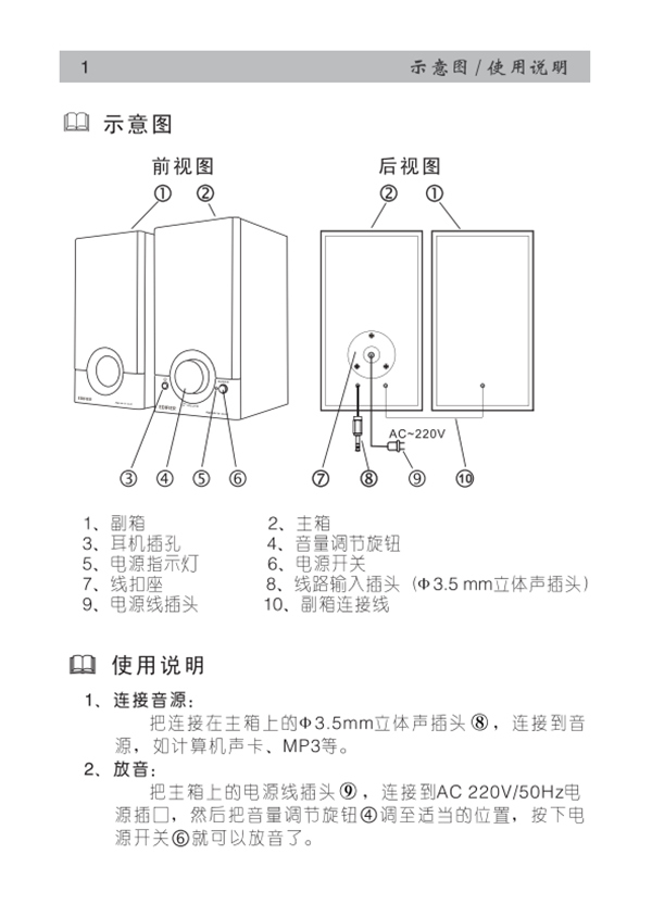 漫步者R18T桌面音響的產(chǎn)品使用說明書