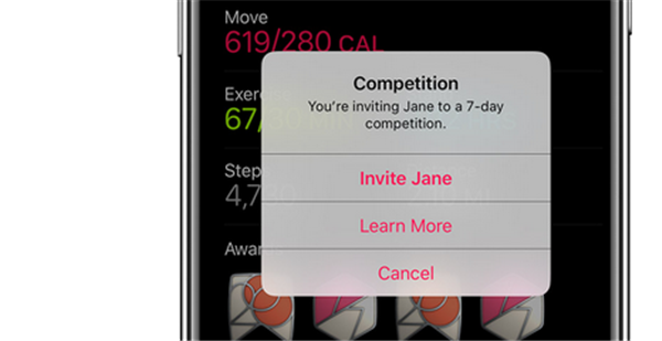 Apple Watch Series 3怎么邀请朋友参与竞赛