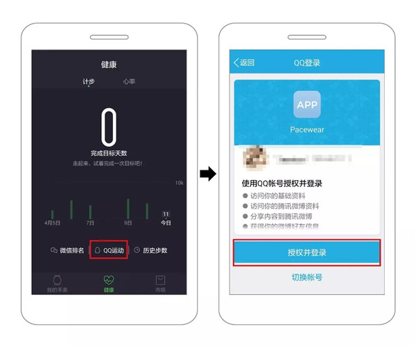 Pacewear HC怎么同步QQ运动