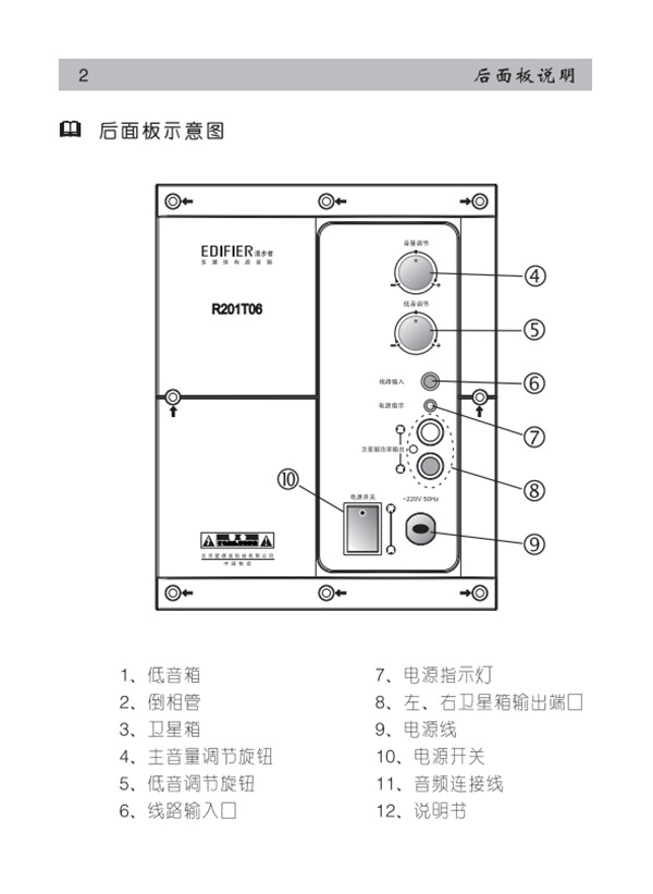 漫步者R201T06音响的使用说明书