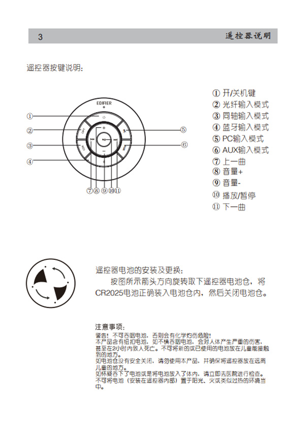 漫步者S301桌面音響的產(chǎn)品使用說明書