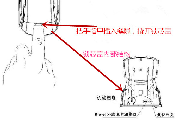 亞太天能指紋鎖電池應(yīng)急接口在哪里