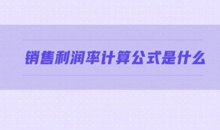 销售利润率计算公式 你懂了吗