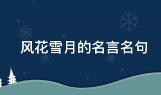 风花雪月的名言名句（风花雪月的经典语录）