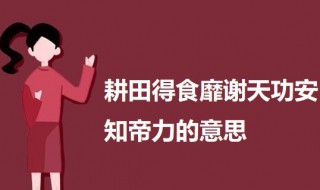 耕田而食靡谢天功安知帝力的意思 食靡谢天功安知帝什么意思