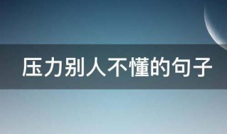 压力别人不懂的句子 压力大别人不理解的句子