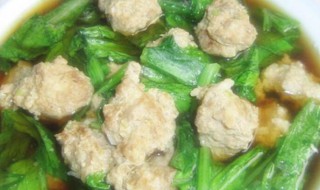 油麥菜汆丸子（油麥菜圓子湯）