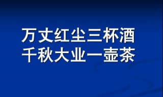 千秋大业一壶茶万丈红尘三杯酒的后一句是啥呢 万丈红尘一杯酒千秋大业一壶茶意思解释