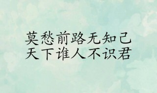 天下谁人不识君的上一句 天下谁人不识君的上一句诗是什么