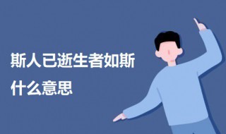 斯人已逝生者如斯什么意思（斯人已逝,生者如斯）