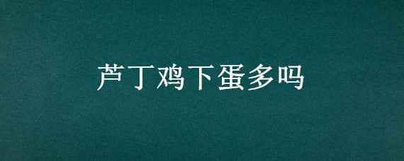 蘆丁雞下蛋多嗎_養(yǎng)雞人必看