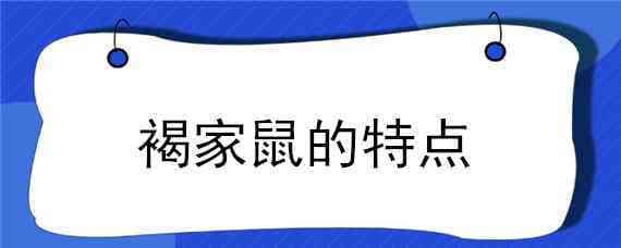 褐家鼠的特点（褐家鼠的特点是什么）