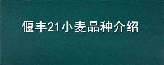 偃丰21小麦品种介绍 小麦品种菏麦21