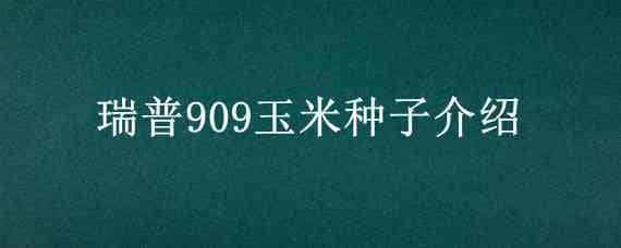 瑞普909玉米种子介绍（玉米种子瑞普909多少钱一袋）