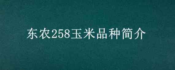 东农258玉米品种简介 东农261玉米种子介绍