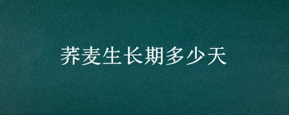 蕎麥生長期多少天（蕎麥生長時(shí)間）