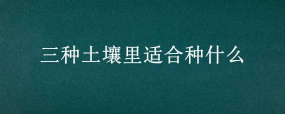 三种土壤里适合种什么（三种土壤分别适合种植什么植物）