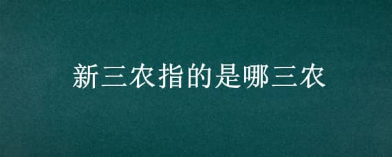 新三农指的是哪三农 三农指什么