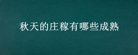 秋天的莊稼有哪些成熟（秋天的莊稼成熟有哪些有這些）