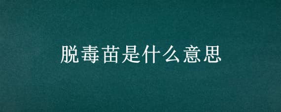 脱毒苗是什么意思