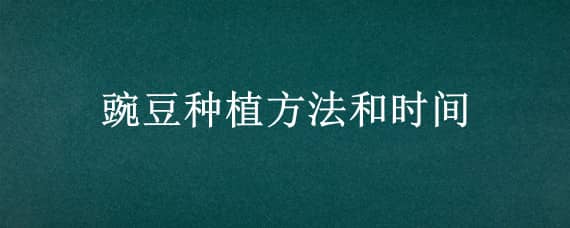 豌豆種植方法和時間 豌豆種植方法和時間是什么