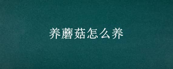 養(yǎng)蘑菇怎么養(yǎng)（養(yǎng)蘑菇怎么養(yǎng)殖）