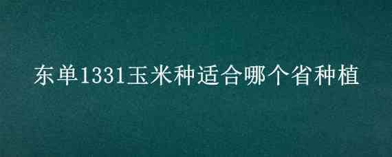 东单1331玉米种适合哪个省种植 玉米新品种东单1331好在哪?听专家为您解析