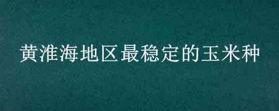 黄淮海地区最稳定的玉米种（黄淮海地区玉米种子十大品种）