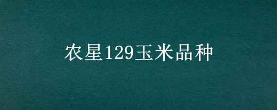 农星129玉米品种 农星129玉米品种河北审定了吗