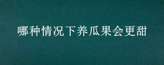 哪種情況下養(yǎng)瓜果會更甜 哪種情況下養(yǎng)瓜果會更甜螞蟻莊園