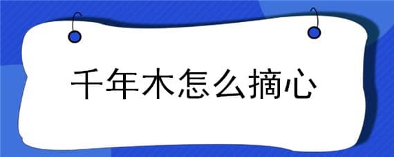 千年木怎么摘心（千年木怎么挑）