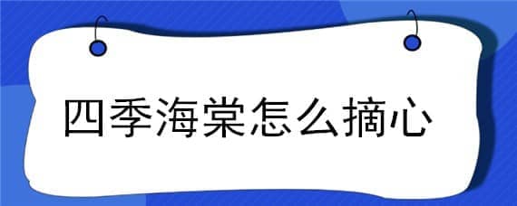 四季海棠怎么摘心（四季海棠怎樣摘心）