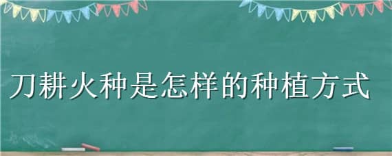 刀耕火種是怎樣的種植方式（刀耕火種還是刀耕火種）