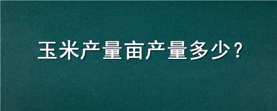 玉米产量亩产量多少（玉米产量多少一亩）