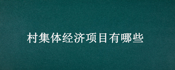 村集体经济项目有哪些（村集体经济）