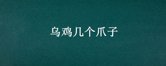 乌鸡几个爪子（白毛乌鸡几个爪子）