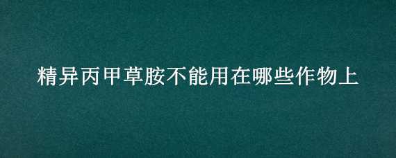 精異丙甲草胺不能用在哪些作物上（異丙甲草胺對作物有影響嗎）