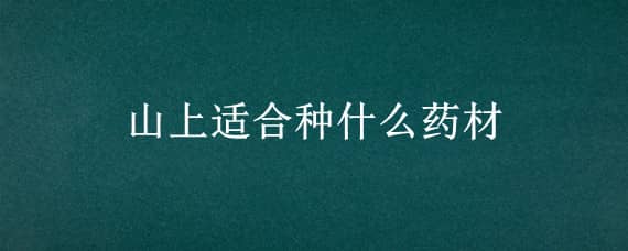 山上适合种什么药材 山坡上种什么药材最好