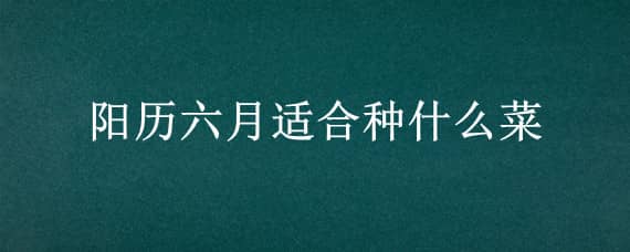 陽歷六月適合種什么菜（陰歷六月適合種什么菜）