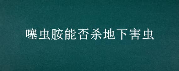 噻虫胺能否杀地下害虫 噻虫胺防治地下害虫的用量