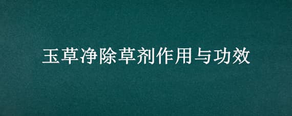 玉草净除草剂作用与功效（玉草净成分）