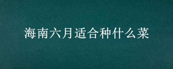 海南六月适合种什么菜 海南这个季节适合种什么菜