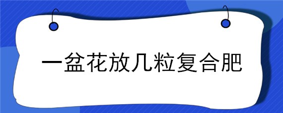 一盆花放几粒复合肥 一盆花放几粒复合肥月季花用什么肥料