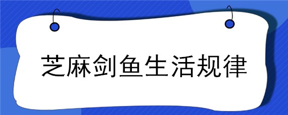 芝麻剑鱼生活规律（芝麻剑鱼是淡水鱼吗）