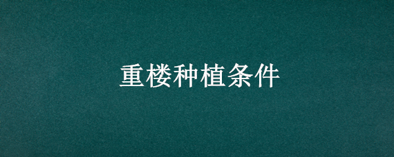 重楼种植条件 重楼种植条件和方法